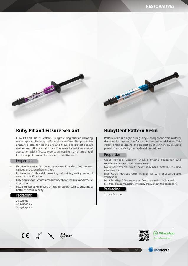 Ruby Pit and Fissure Sealant catalog page