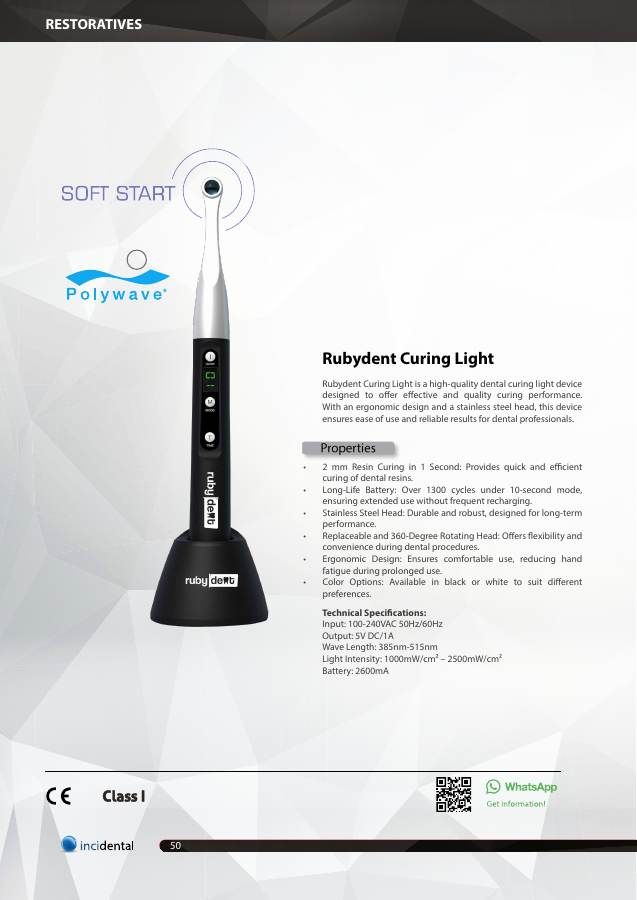 RubyDent Curing Light catalog page